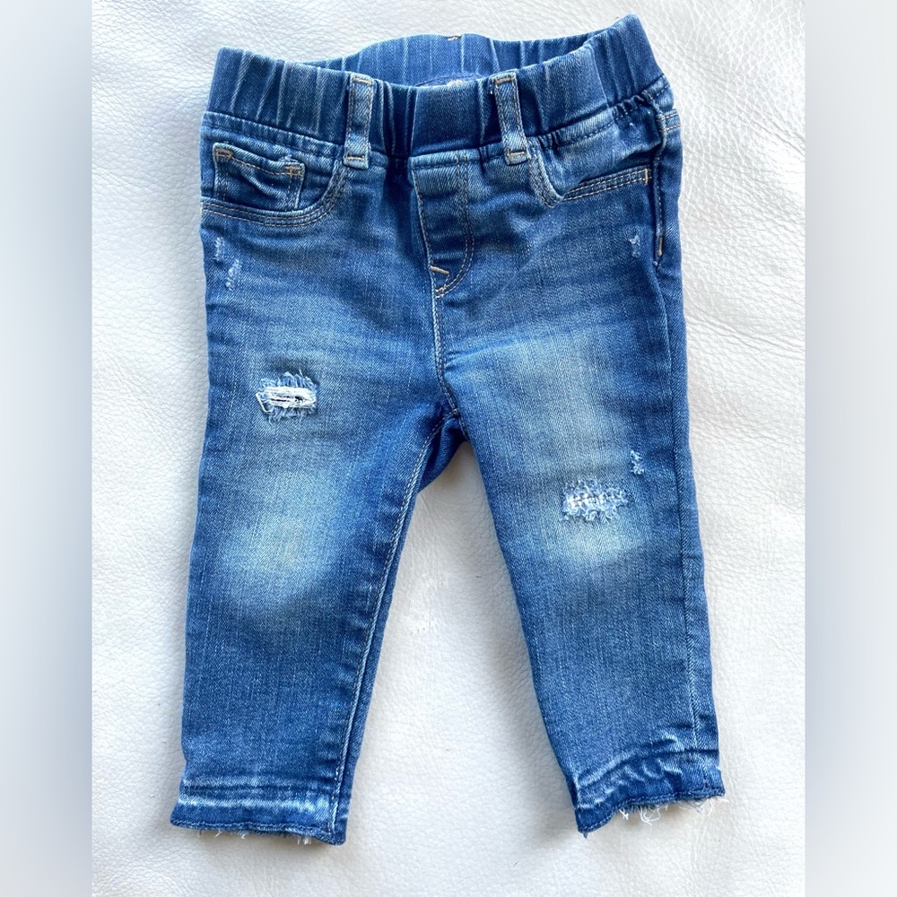 3/$20💥NEW Gap Distressed Ripped Jeans Denim Jeggings, Unisex, Pull-On, Blue